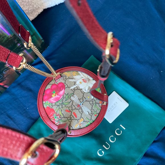 Gucci Ophidia GG Flora Mini Backpack In Red Leather - Picture 7 of 11